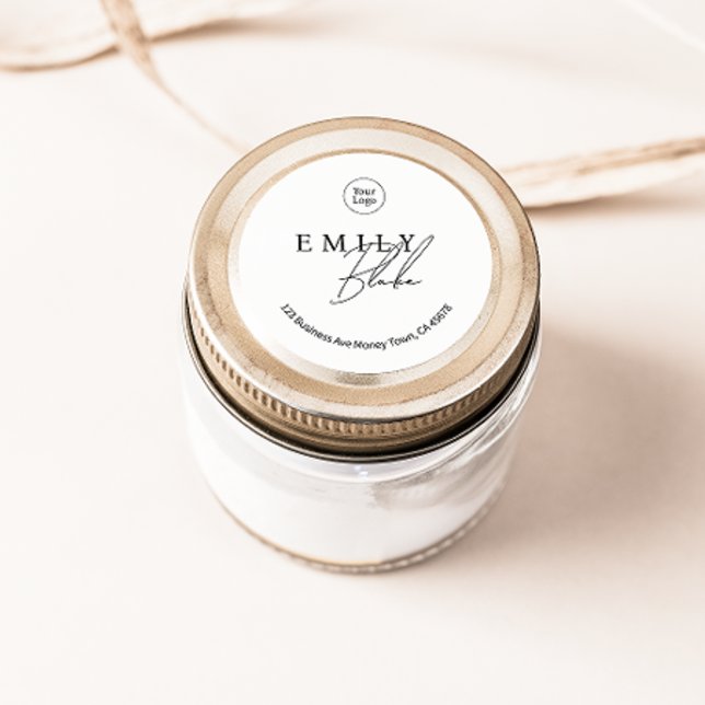 Rond Simple Modern Business Sticker With Logo (Créateur téléchargé)