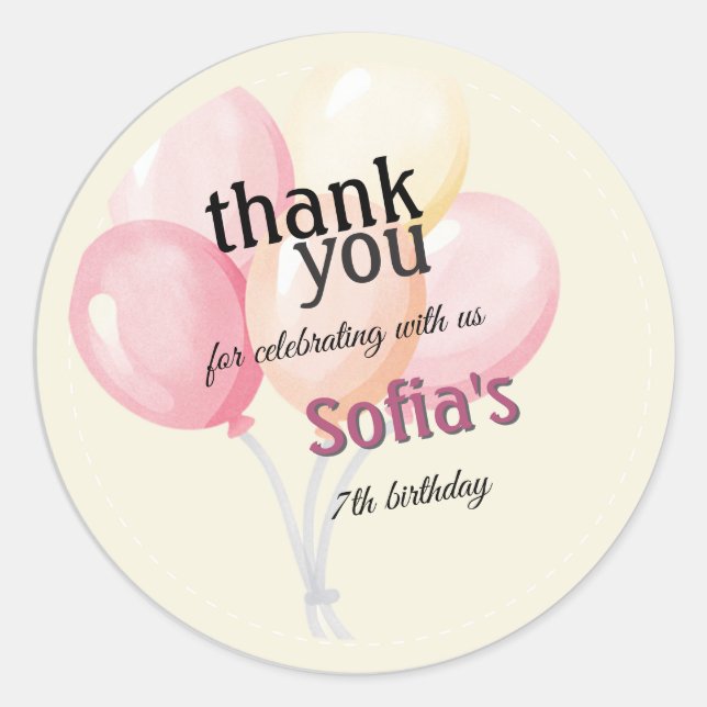 Rond Simple personalized birthday sticker | Balloon (Devant)