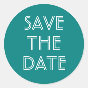 Rond Simple Turquoise Enregistrer Le Sticker Date