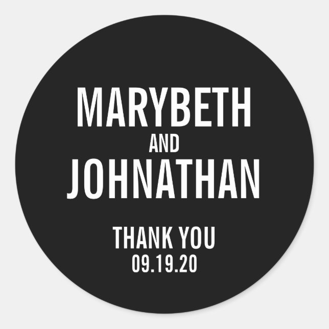 Rond Simple Typographie Mariage Favor Merci Sticker (Devant)