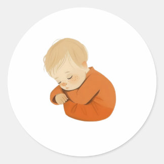 Rond Sleeping Baby Sticker – Warm Cartoon Design