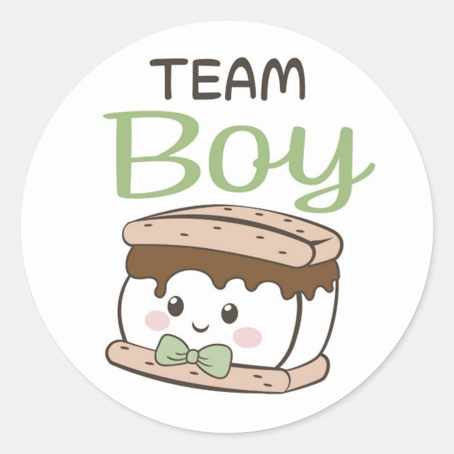 Rond S'more Team Boy sticker avec cravate arc vert saug (Devant)