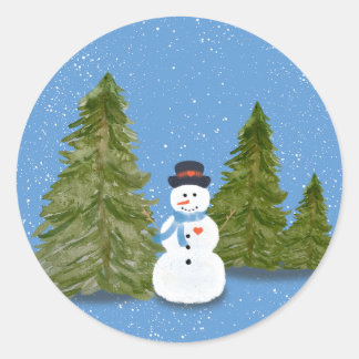 Rond Snowman sticker 