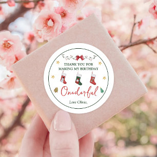 Rond Sock de Noël Anniversaire Classic Round Sticker