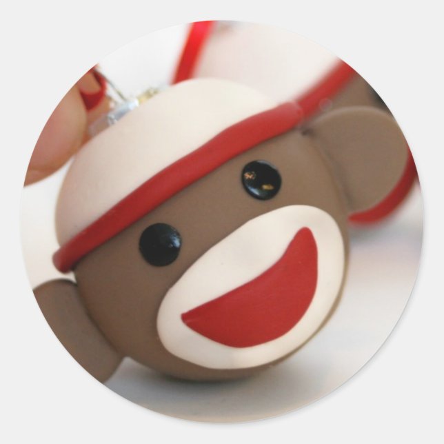Rond Sock Monkey Orament Sticker (Devant)
