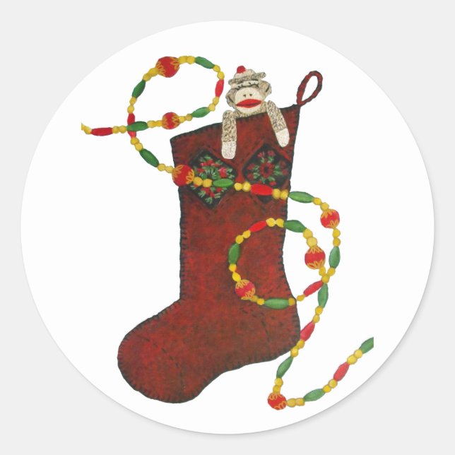 Rond Sock Singe Christmas Stocker Sticker (Devant)