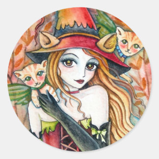 Rond Sorcière et chat * Blondes* Sticker