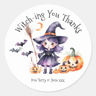 Rond Sorcière Merci Halloween Party Favoriser Sticker
