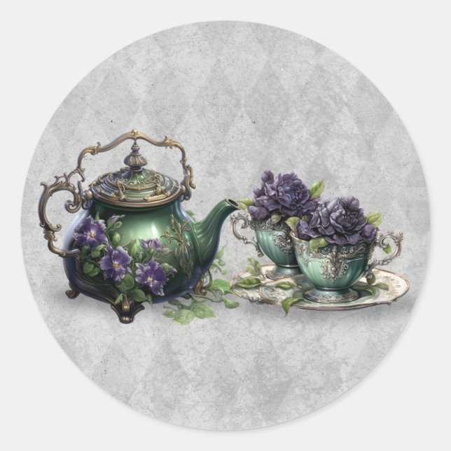Rond Sorcières gris clair Tea Enchantant Sticker Brew (Devant)