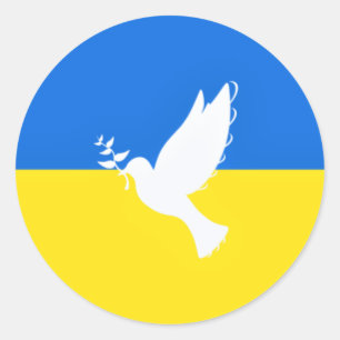Rond Soutenez l'Ukraine Sticker Dove de la liberté de l