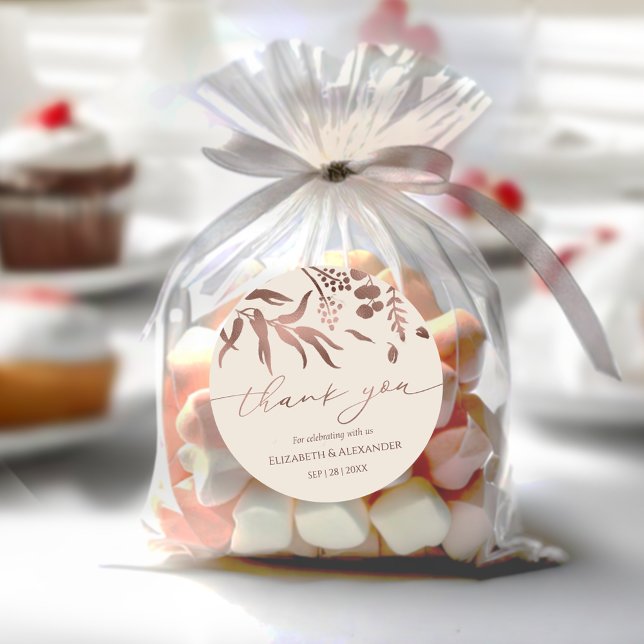 Rond Spring Wedding Merci Sticker Rose Gold Foil (Créateur téléchargé)