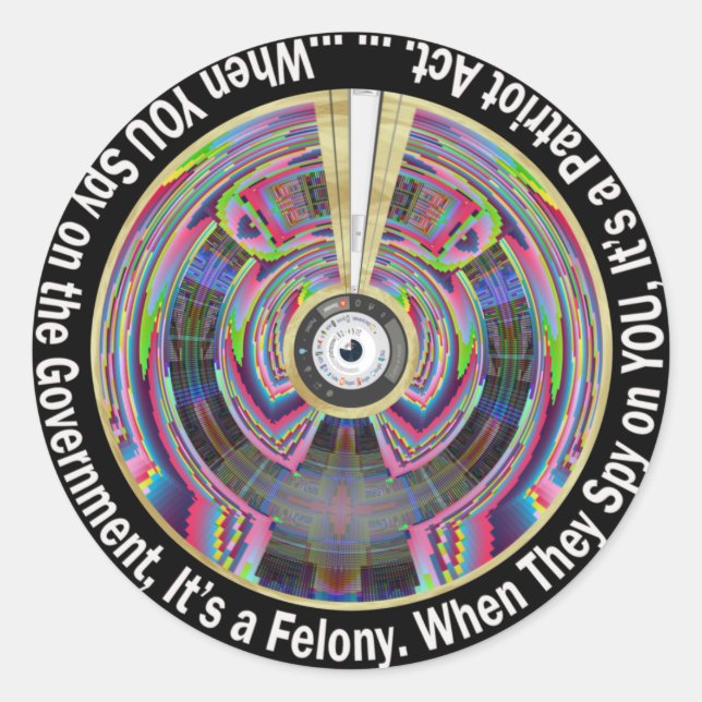 Rond Spy on the Patriot Act Sticker (Devant)