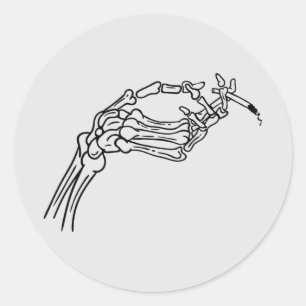 Rond Squelette Sticker Halloween Fumeur main