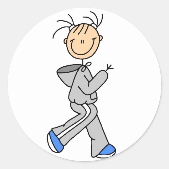 Rond Stick Figure Running Sticker (Devant)