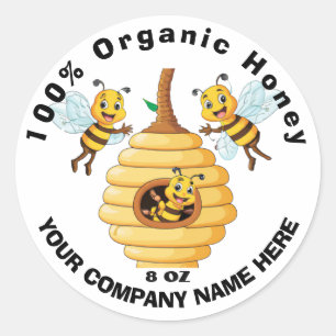 Rond Sticker 100% Pure Honey Bee Lable Classic Round