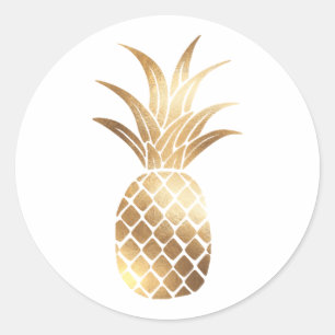 Rond Sticker à ananas Faux Gold