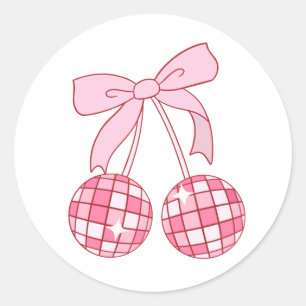 Rond Sticker à bille Disco Coquette Bow Cherry