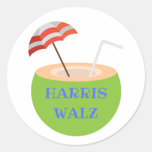 Rond Sticker à boisson Harris Walz Cocnut