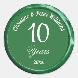 Rond Sticker à cire verte 10e Mariage à dents