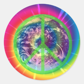 Rond Sticker à colle, Terre et Tye Dye