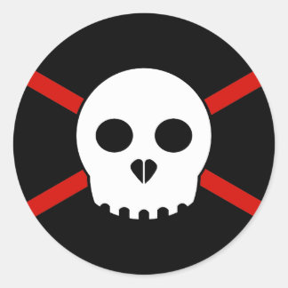 Rond Sticker à crâne X blanc et rouge