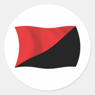 Rond Sticker à drapeau anarcho-syndicaliste