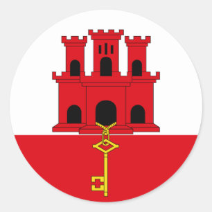 Rond Sticker à drapeau de Gibraltar