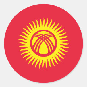 Rond Sticker à drapeau du Kirghizistan