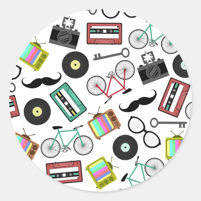 Rond Sticker à enveloppe à thème Hipster (Devant)