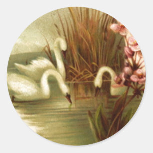 Rond Sticker à enveloppe de cygnes vintages