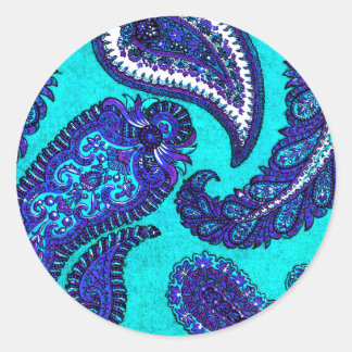 Rond Sticker à enveloppe électrique Aqua Paisley