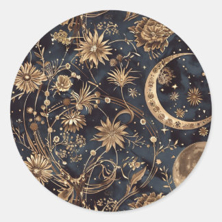 Rond Sticker à enveloppe vintage floral de nuit