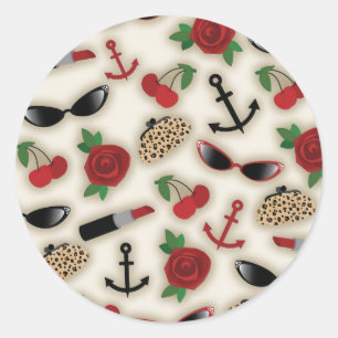 Rond Sticker à enveloppe vintage inspirée par le glamou