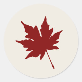 Rond Sticker à feuilles rouges automne