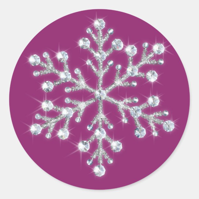 Rond Sticker à flakes de cristal (magenta) (Devant)