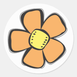 Rond Sticker à fleurs orange