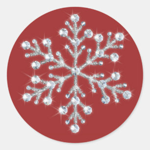 Rond Sticker à flou de neige en cristal (rouge)