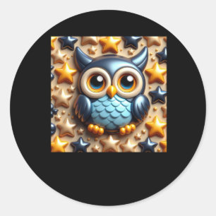 Rond Sticker à hibou 3d