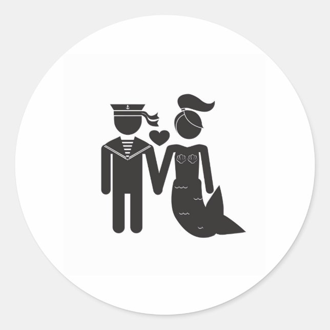 Rond Sticker à la sirène et à la voile (Devant)