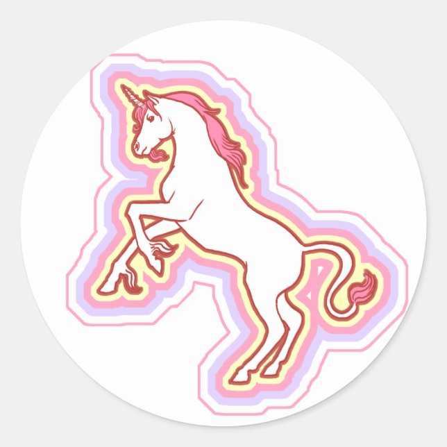Rond Sticker à licorne arc-en-ciel (Devant)