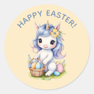 Rond Sticker à licorne de Pâques joyeux