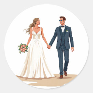 Rond Sticker à main mariage Couple