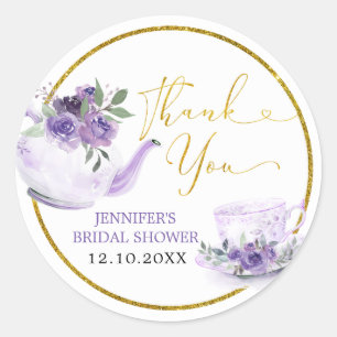 Rond Sticker à Merci de thé à Fête des mariées florale 