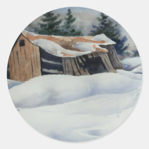 Rond Sticker à neige en hiver