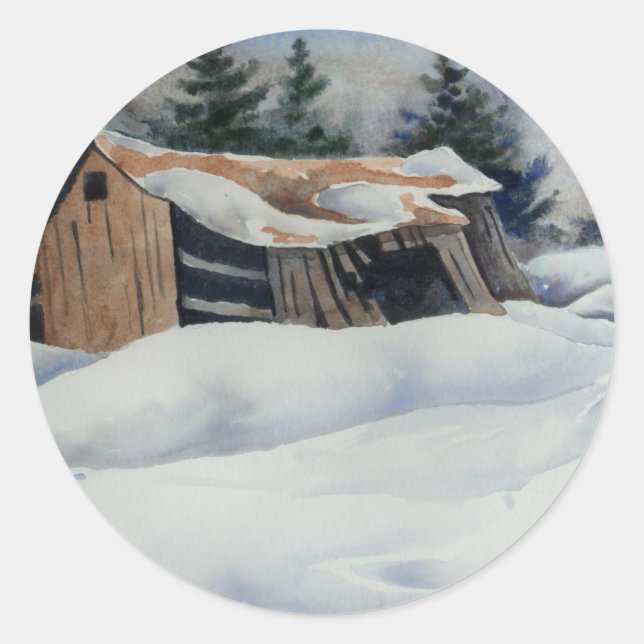 Rond Sticker à neige en hiver (Devant)