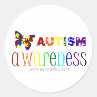 Rond Sticker à papillon de sensibilisation sur l'autism