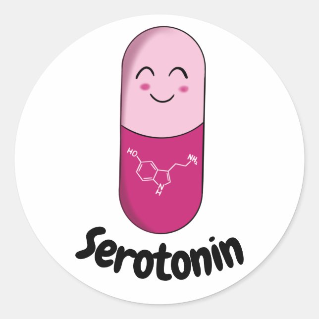 Rond Sticker à pilules joyeuses - Serotonine (Devant)