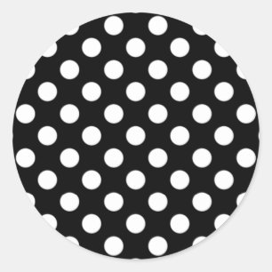 Rond Sticker à points Polka noir et blanc