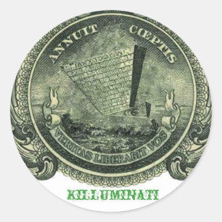 Rond Sticker à Pyramide Killuminati à l'envers