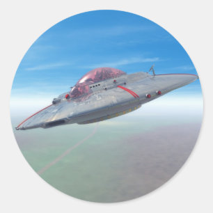 Rond Sticker à soucoupe volante